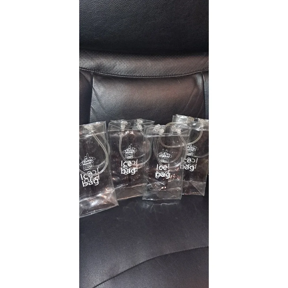 4- Ice Wine Bag Portable Collapsible‎ Clear Wine Pouch Cooler with Handle for